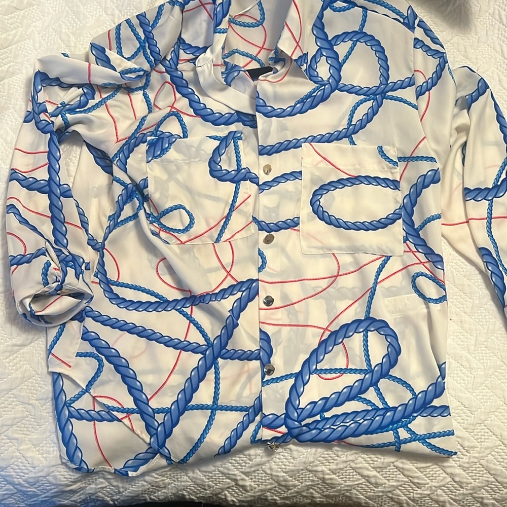 Blue rope  Zara blouse ! Looks expensive designer
